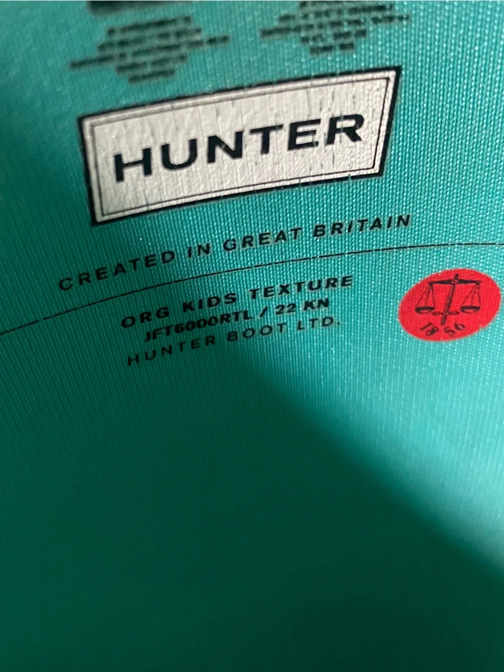 Hunter Original Kids Mint Green Teal Tall Rain Boots Size 5 Girls